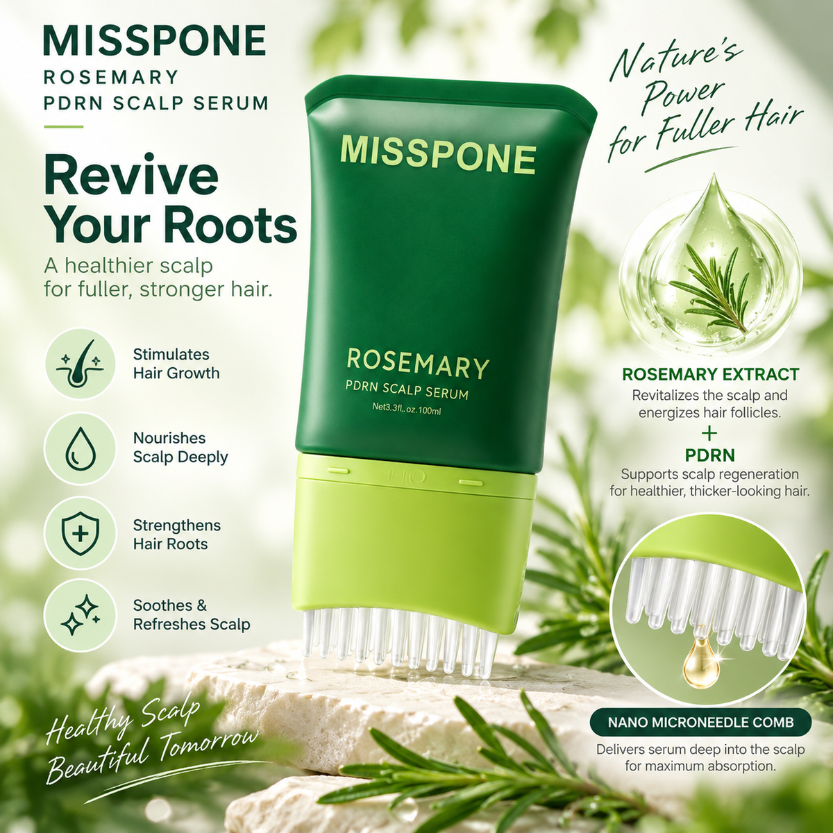 Nano Microneedle Scalp Renewal Comb&Precision Delivery for Stronger Roots